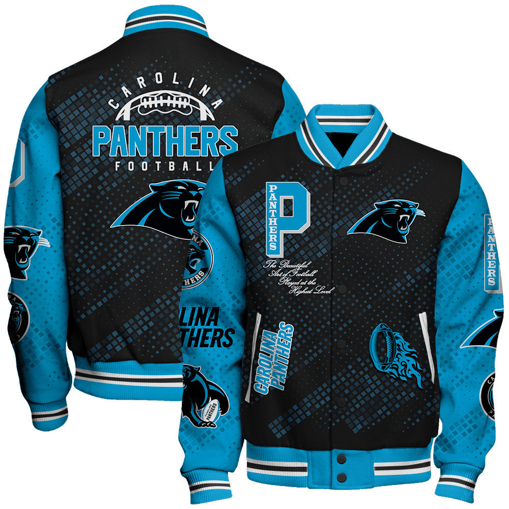 carolina panthers nfl pattern baseball varsity jacket baseball jacket all over print v13 lv1jk