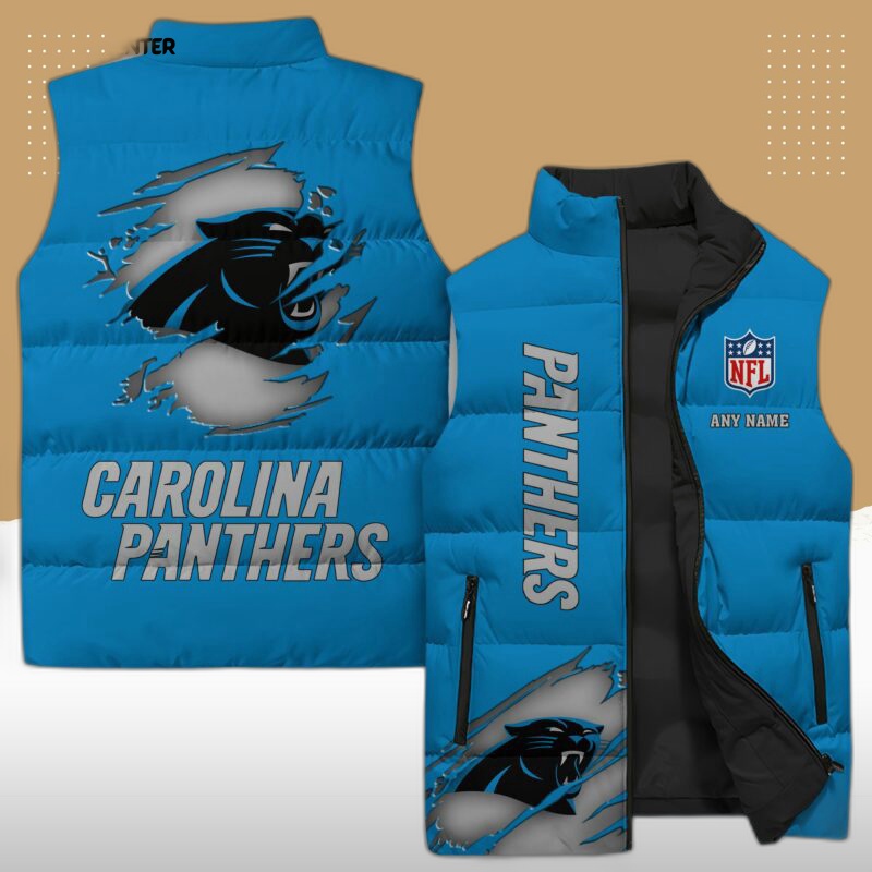 carolina panthers nfl sleeveless puffer jacket custom for fans gifts dG7wzI