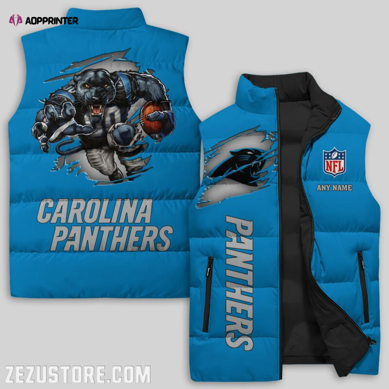 carolina panthers nfl sleeveless puffer jacket custom for fans spj1709