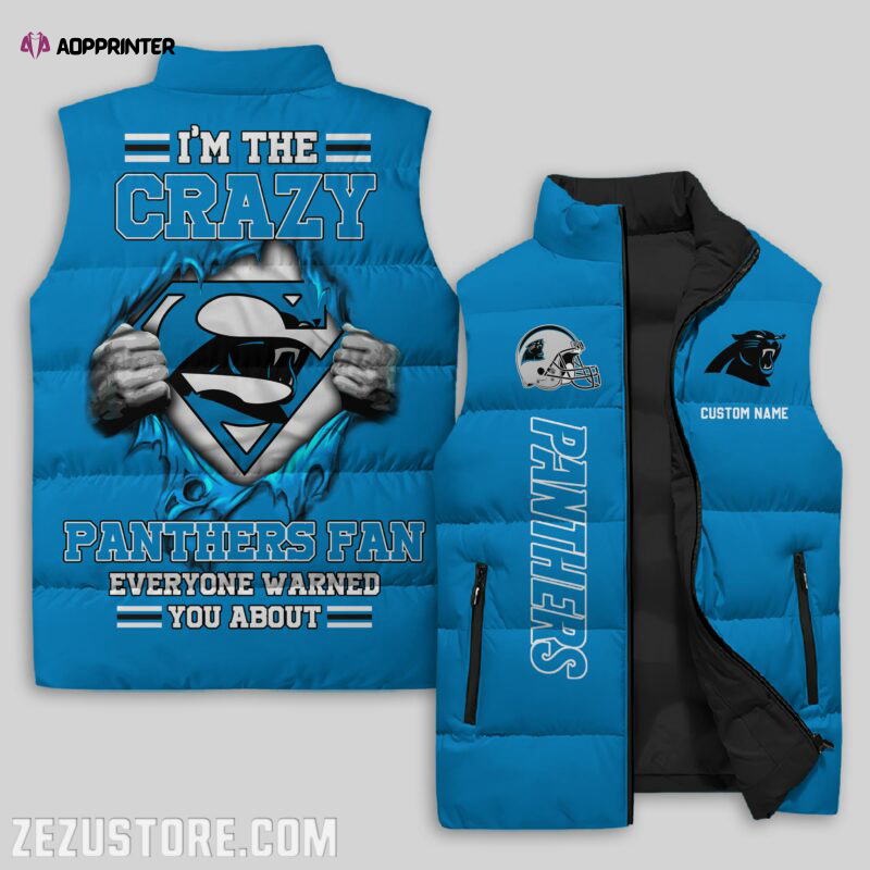 carolina panthers nfl sleeveless puffer jacket custom for fans spj2221