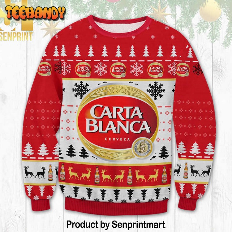 carta blanca beer christmas ugly wool knitted ugly xmas sweater ecs8v