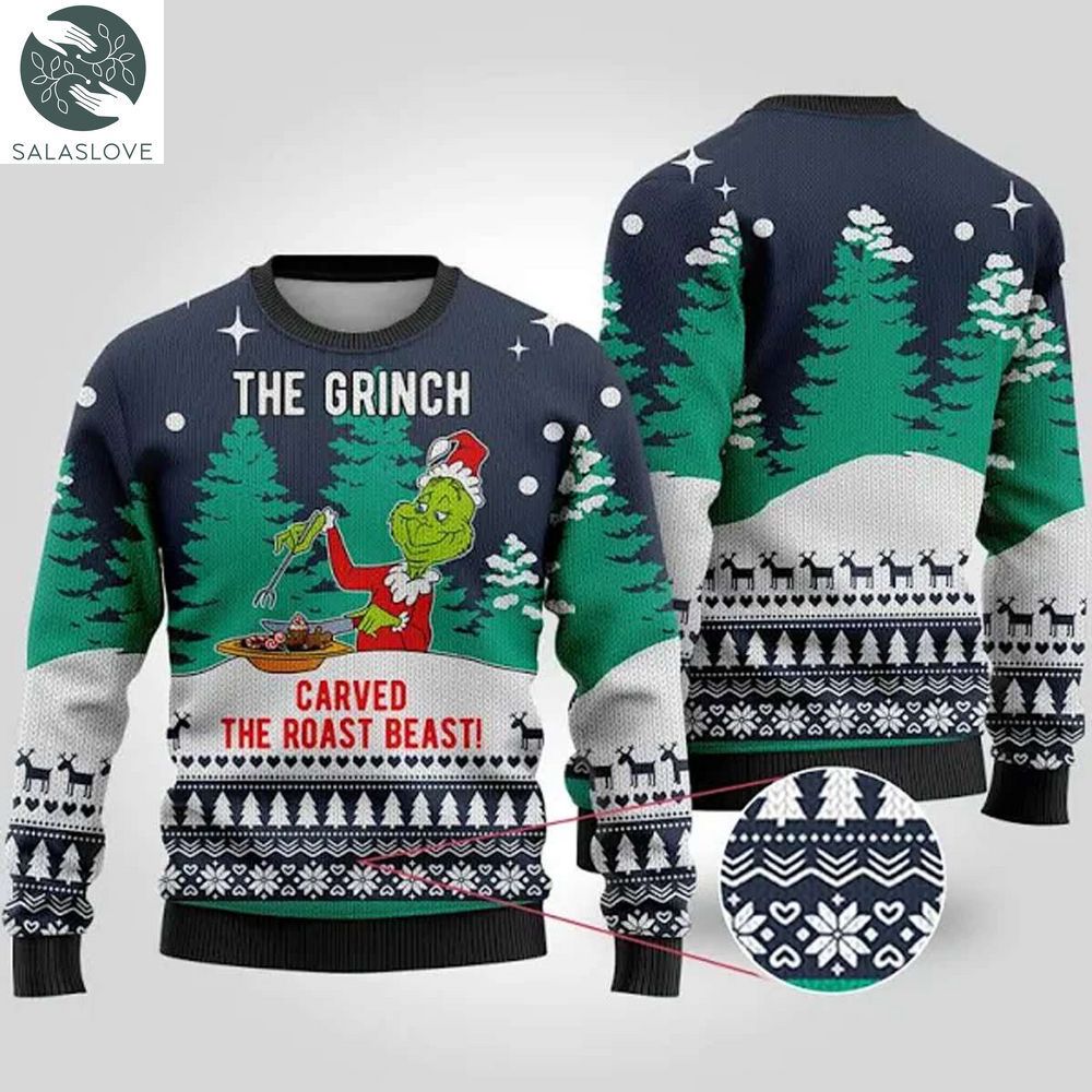 carved the roast beast grinch ugly christmas sweater 1 amecst