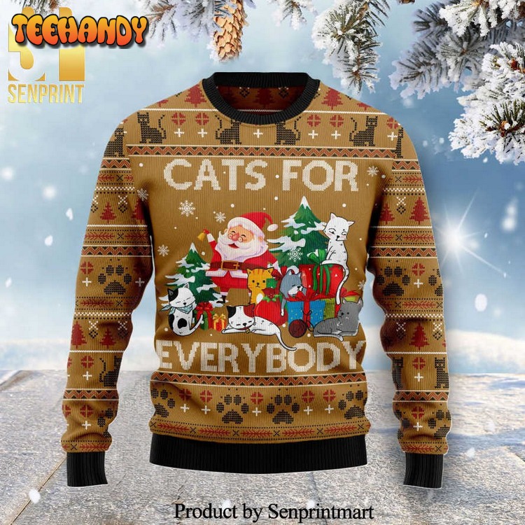 cats for everybody knitted ugly xmas sweater ntbfd