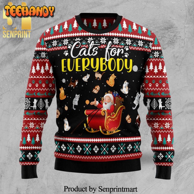 cats for everybody santa claus knitted ugly xmas sweater z0l5x