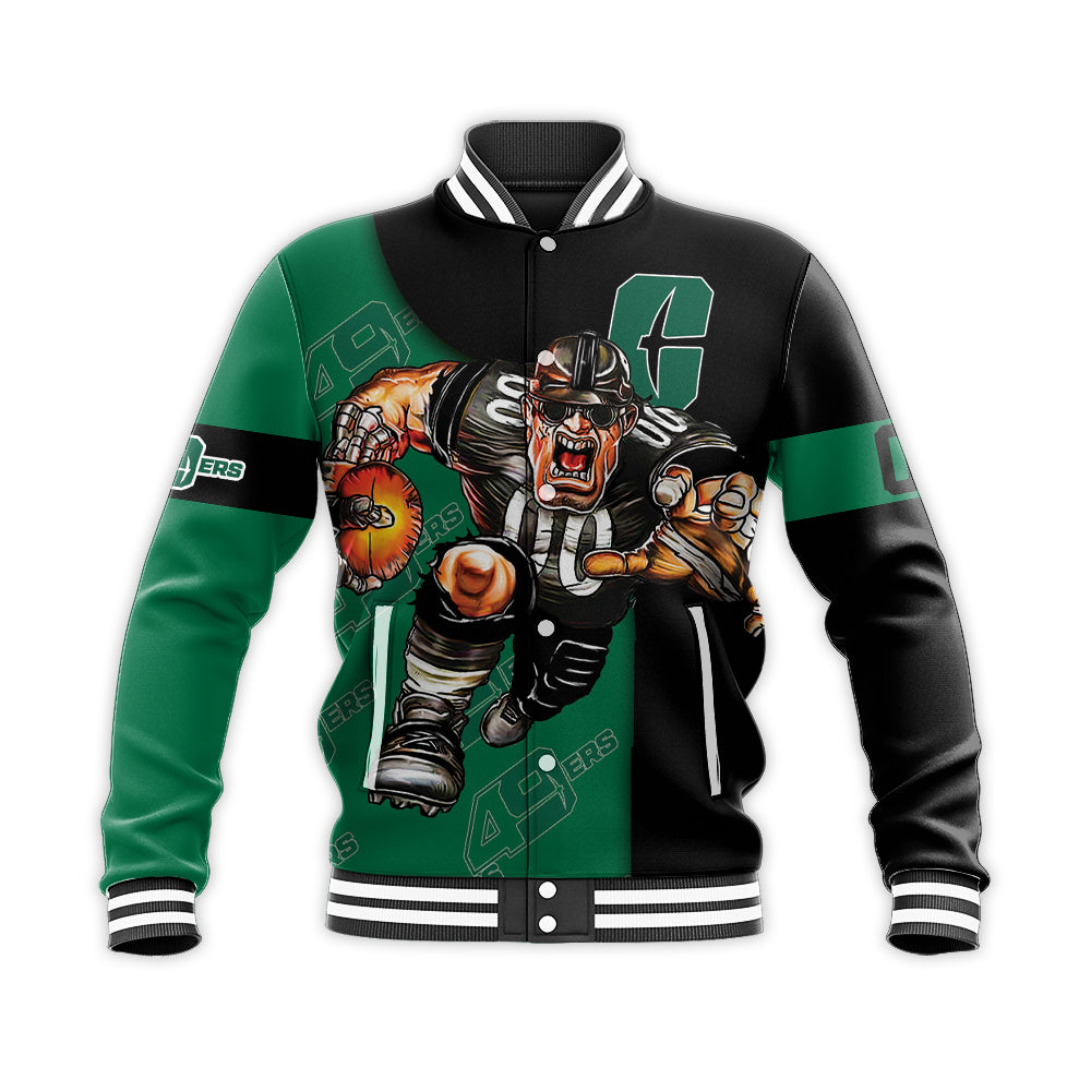 charlotte 49ers baseball jacket button up zipper hooded all over print football go on gift for fans ncaa ejdt9