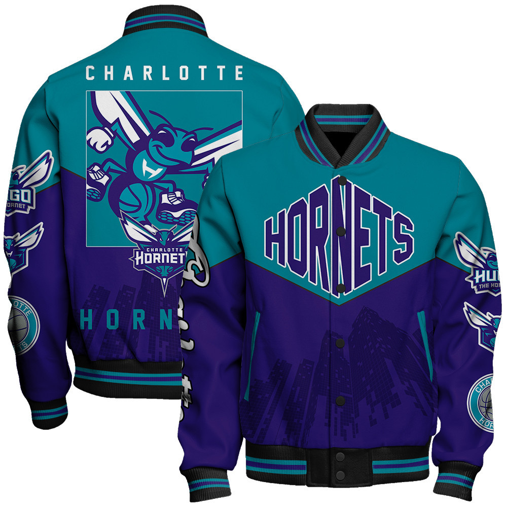 charlotte hornets nba baseball varsity jacket baseball jacket all over print stm v17 wiiru