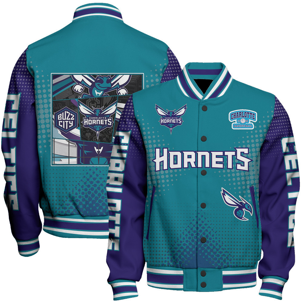 charlotte hornets nba baseball varsity jacket baseball jacket all over print stm v18 cptio