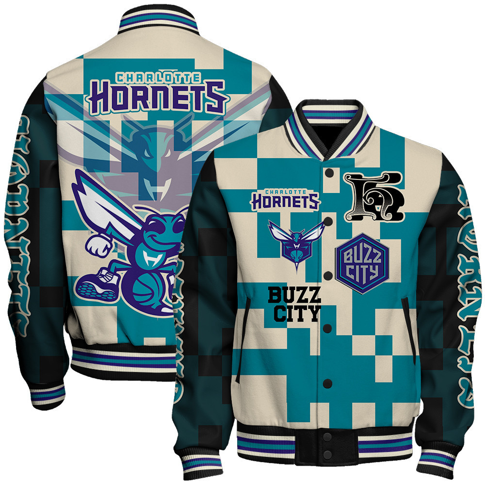 charlotte hornets nba baseball varsity jacket baseball jacket all over print stm v22 u3bnc