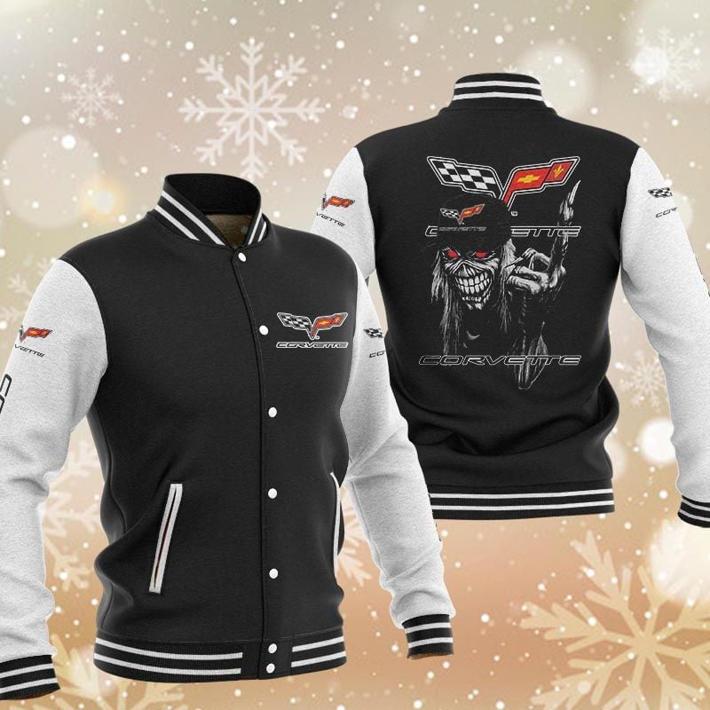 chevrolet corvette skeleton baseball varsity jacket baseball jacket all over print hevpv