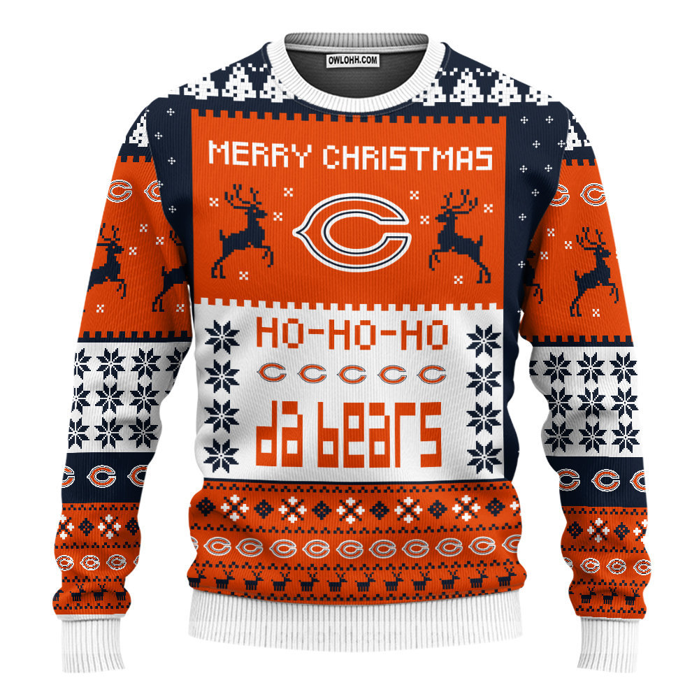 chicago bear merry christmas sweater ugly christmas sweaters owl ohh ok5er