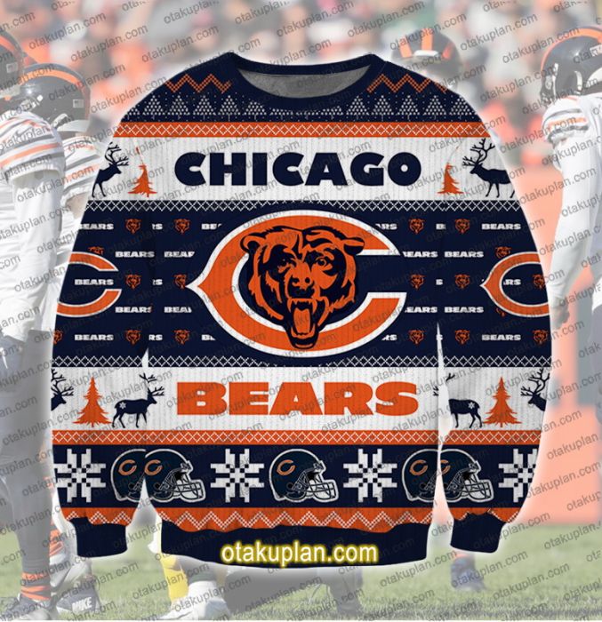 chicago bears 3d printed ugly christmas sweater 1