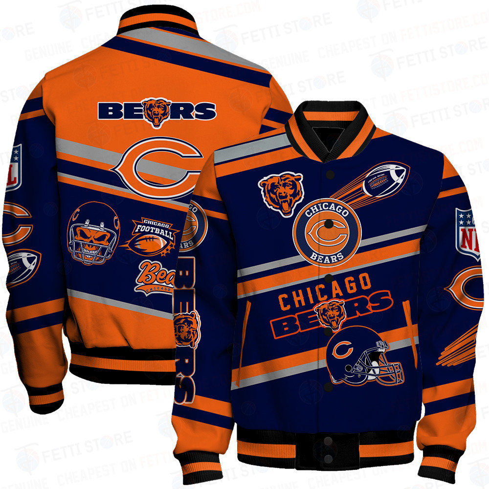 chicago bears american football league pattern baseball varsity jacket baseball jacket all over print cwu46