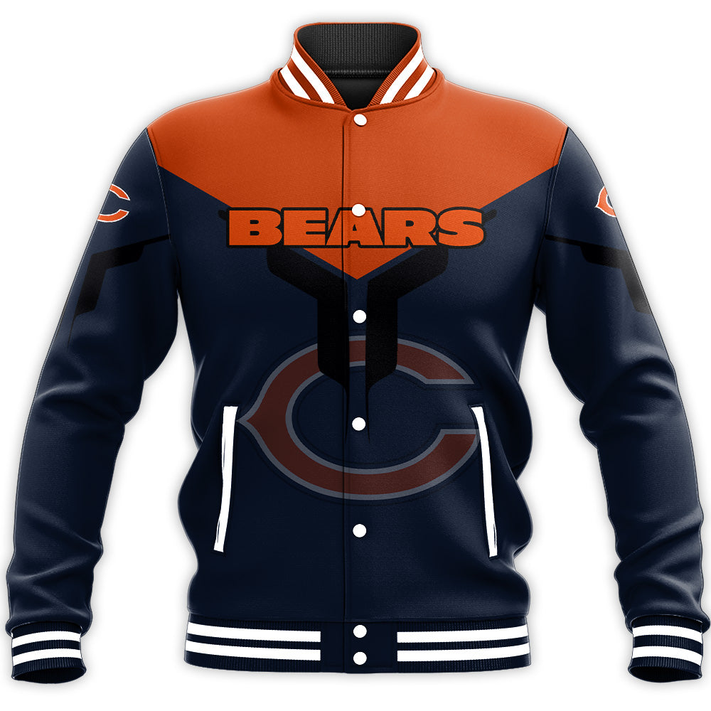 chicago bears baseball jacket button up zipper hooded all over print drinking style nfl danhl