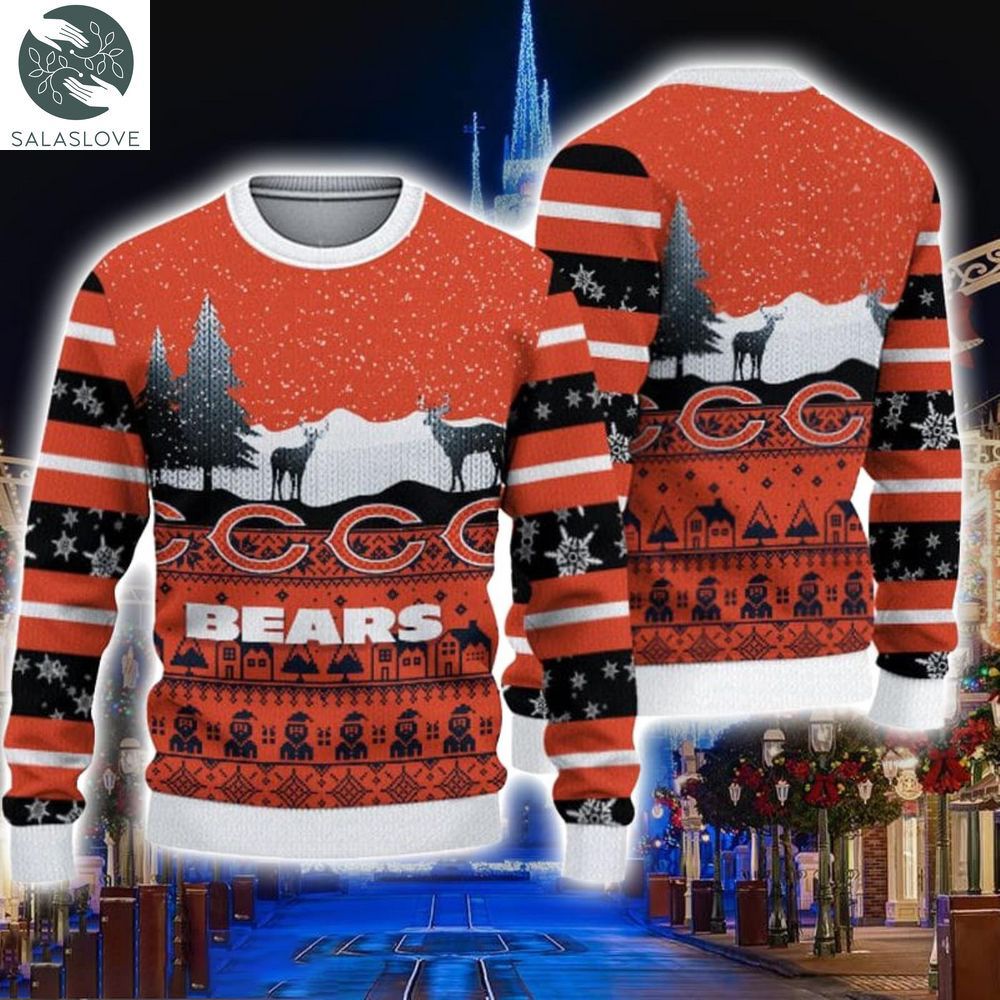 chicago bears christmas reindeers pattern ugly sweater ht230917 1 tgfron