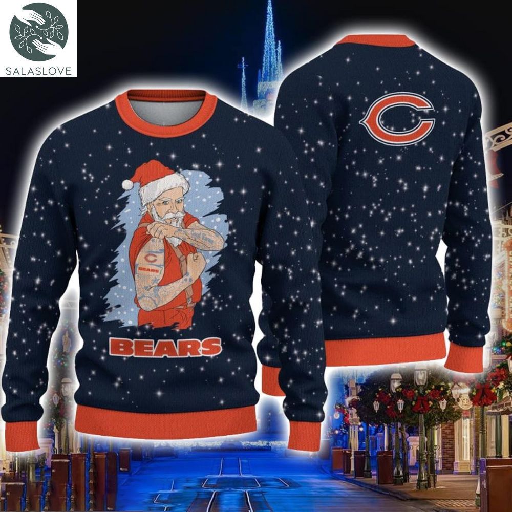 chicago bears christmas santa claus tattoo ugly sweater ht230918 1 zdgmlz