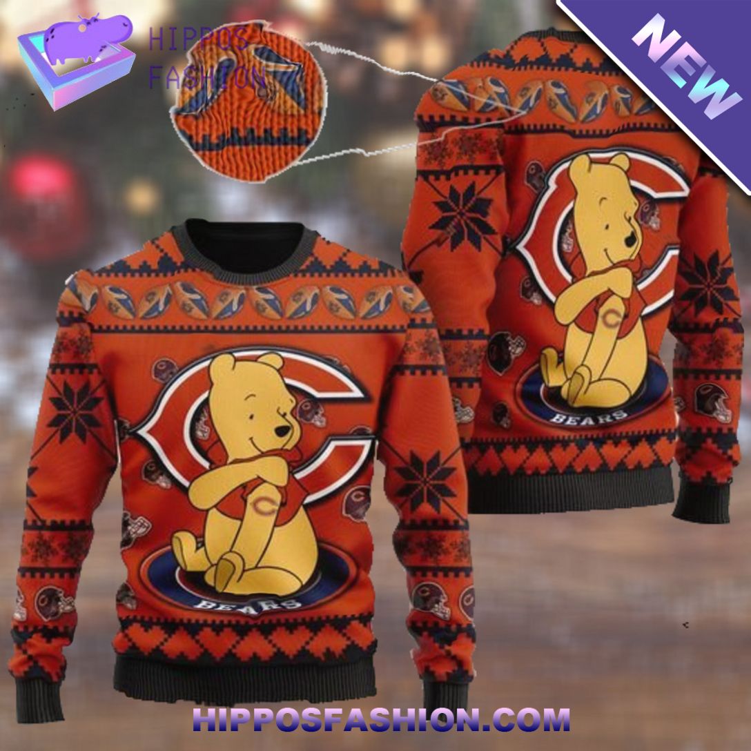 chicago bears nfl american football team logo cute winnie the pooh bear ugly sweater 1 cp9ZF