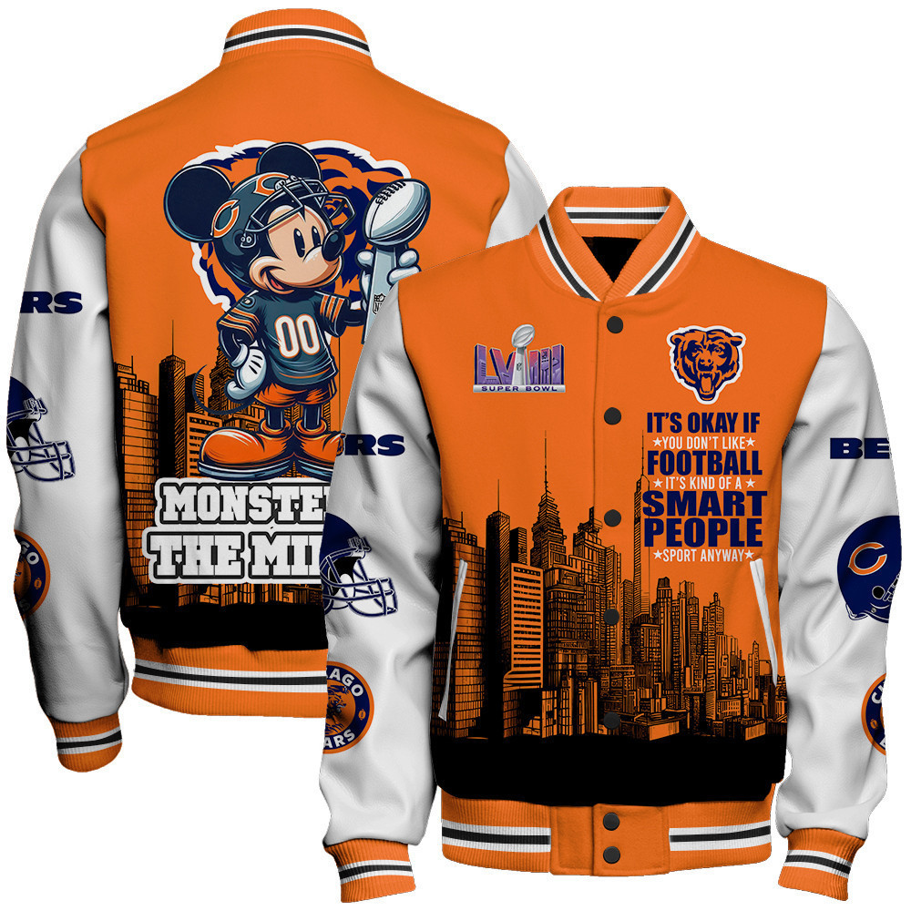 chicago bears nfl baseball varsity jacket baseball jacket all over print stm v5 2d6uh