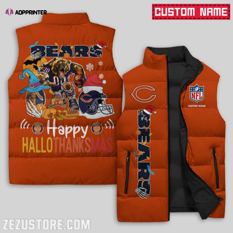 chicago bears nfl sleeveless puffer jacket custom for fans gifts 2