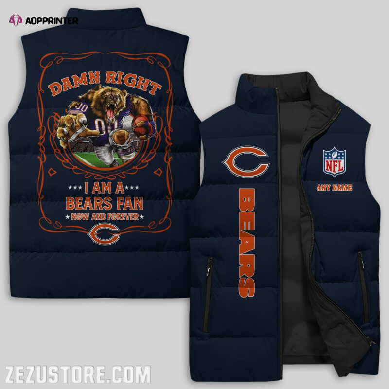 chicago bears nfl sleeveless puffer jacket custom for fans spj2338