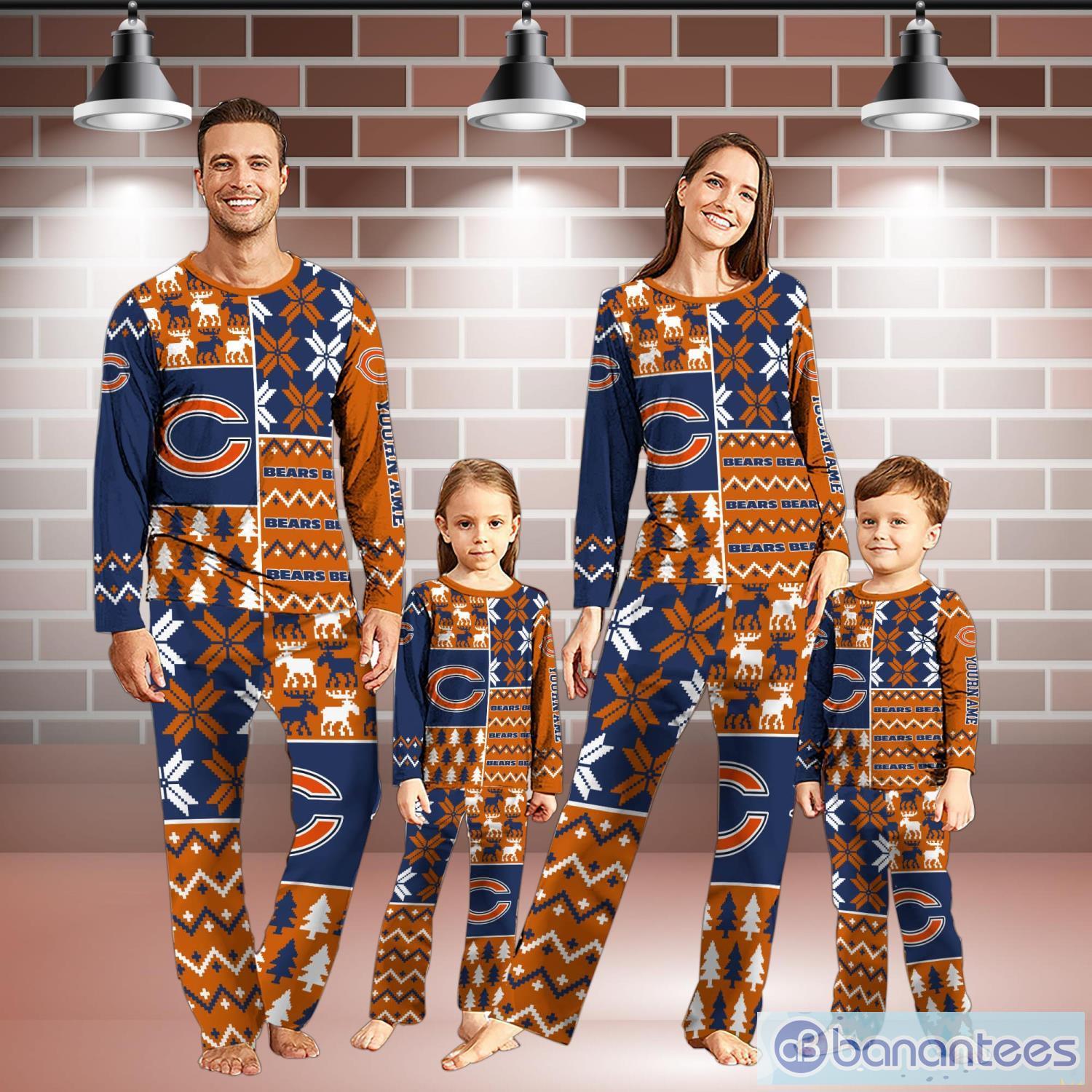 chicago bears pajamas set christmas snowflake pattern pajamas christmas gift for family