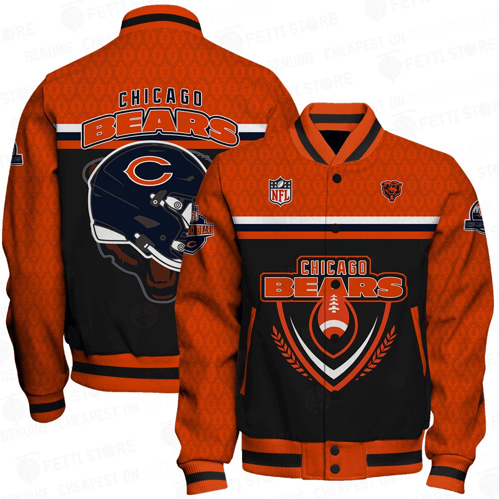 chicago bears traditional football pattern baseball varsity jacket baseball jacket all over print lm0hb