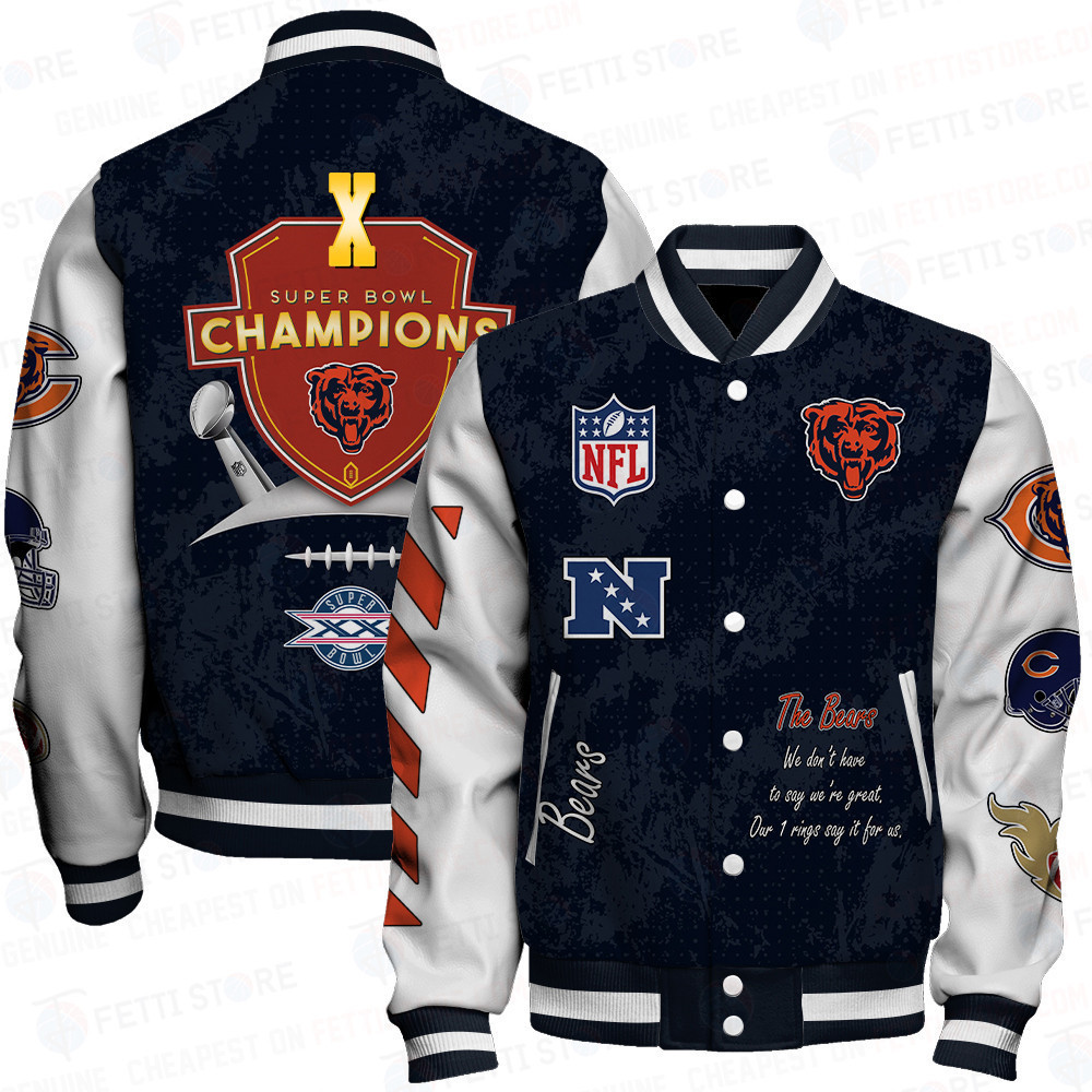 chicago bears x champions print baseball varsity jacket baseball jacket all over print sfat v9 1ppjo