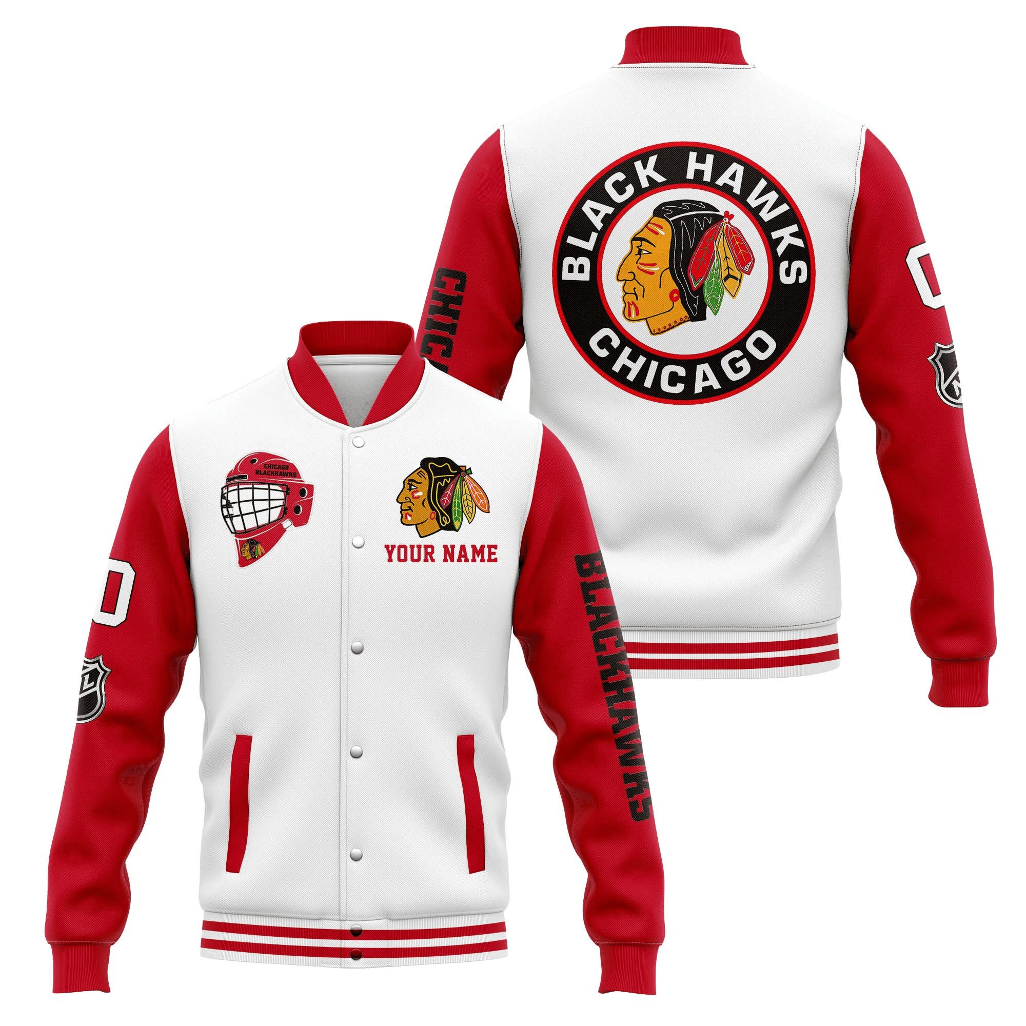 chicago blackhawks custom name and number nhl baseball baseball varsity jacket baseball jacket all over print jdfba