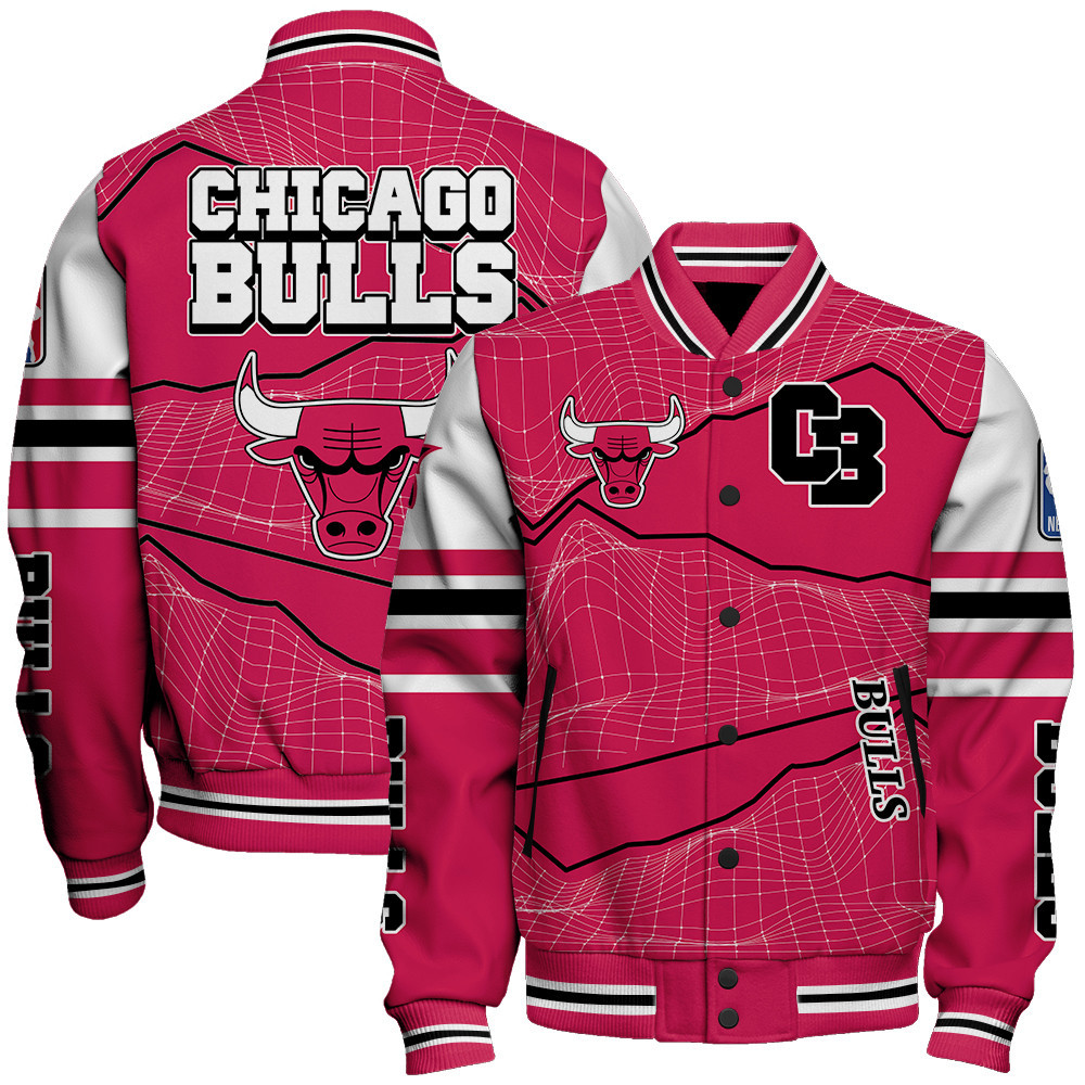 chicago bulls basketball unique textures baseball varsity jacket baseball jacket all over print sfat v11 4otzo