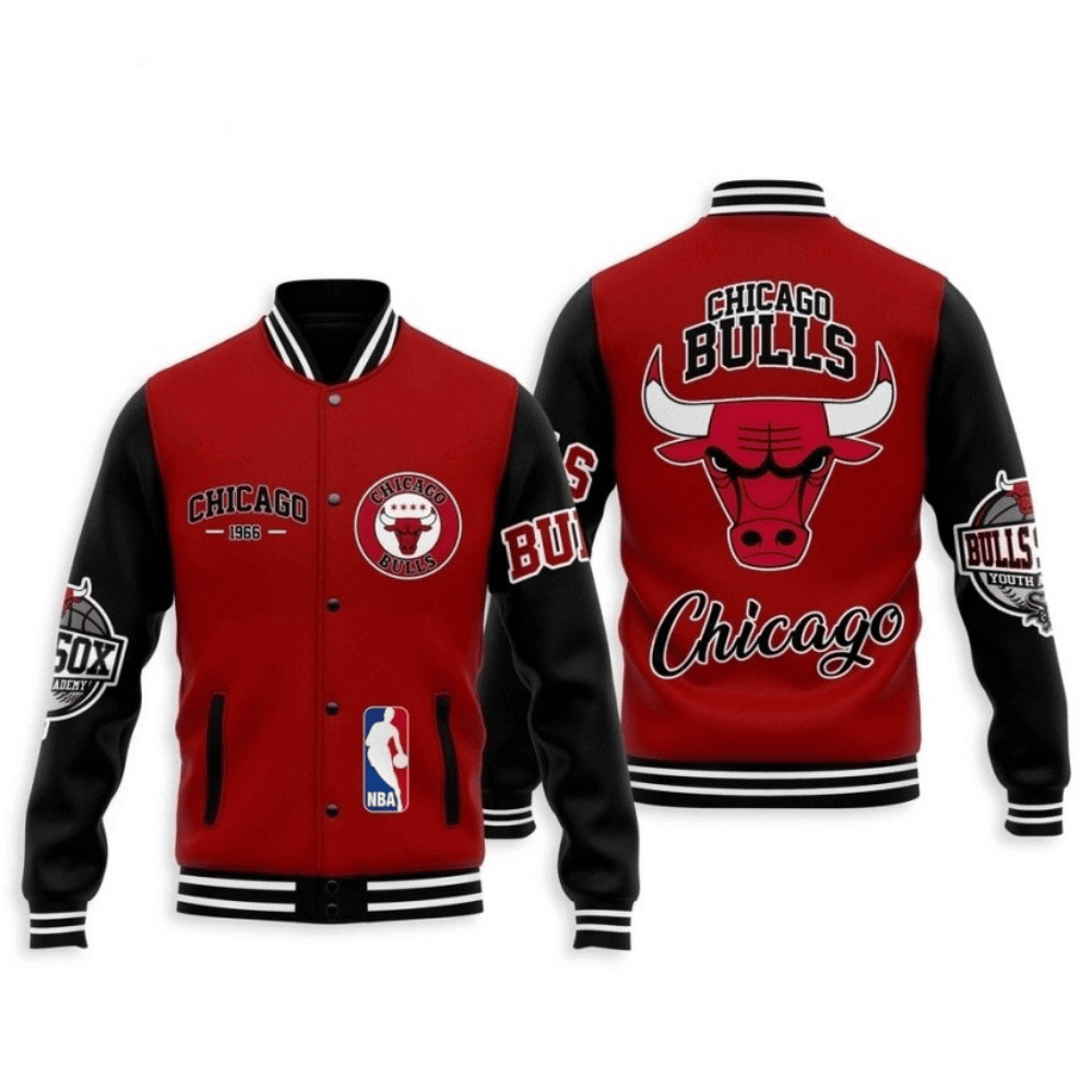 chicago bulls team logo sport pattern 1966 baseball varsity jacket baseball jacket all over print whsgw