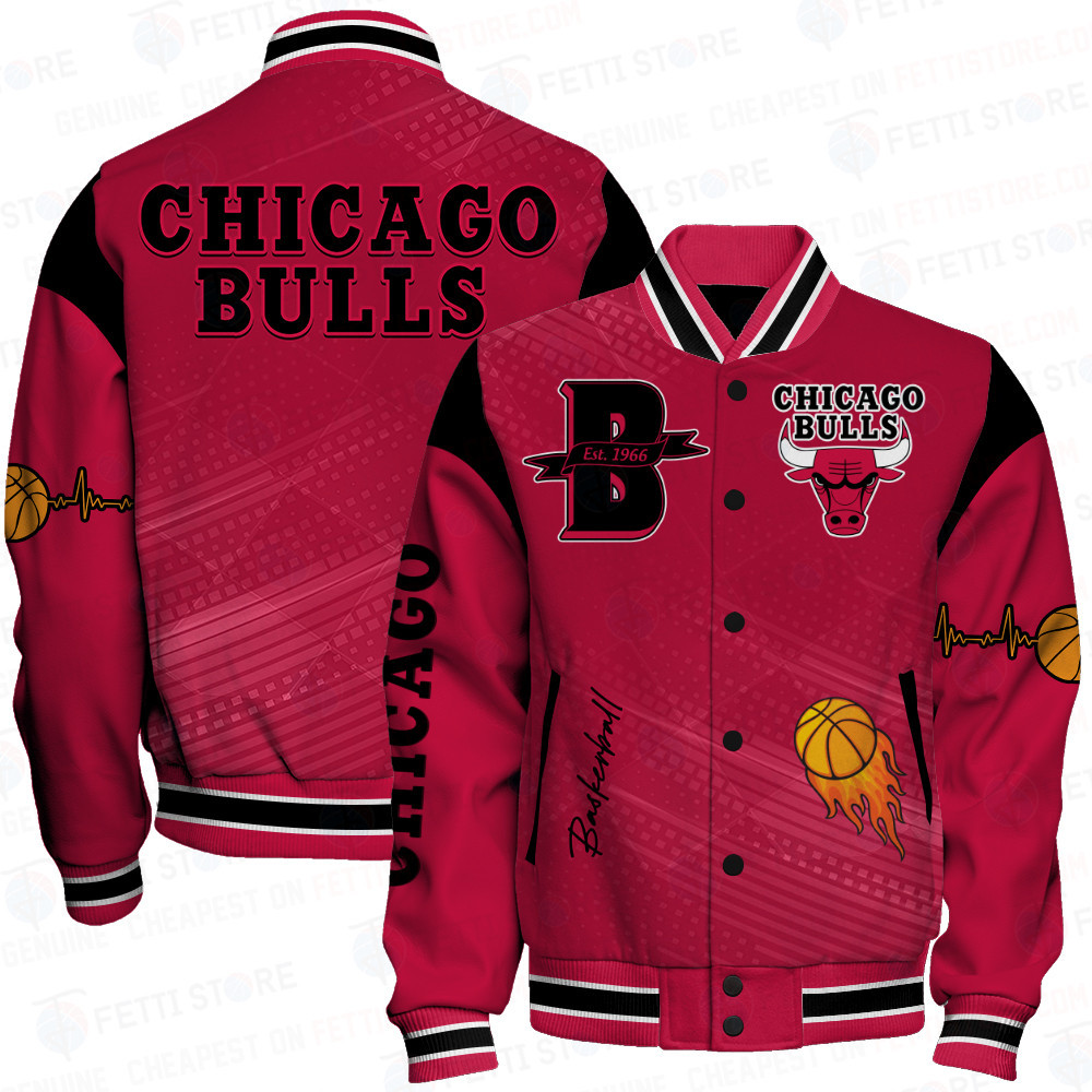 chicago bulls team logo sport pattern basketball baseball varsity jacket baseball jacket all over print f6ddr