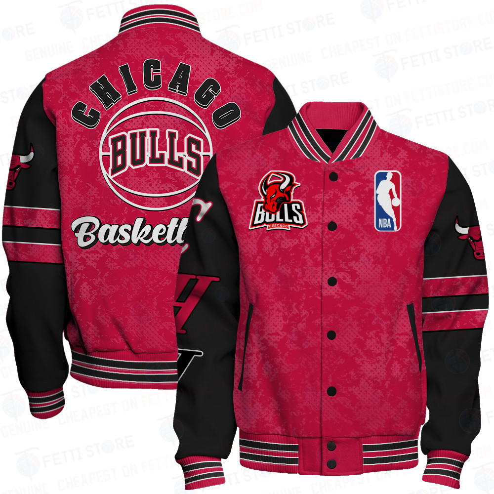 chicago bulls team logo sport pattern modern baseball varsity jacket baseball jacket all over print ukhtq