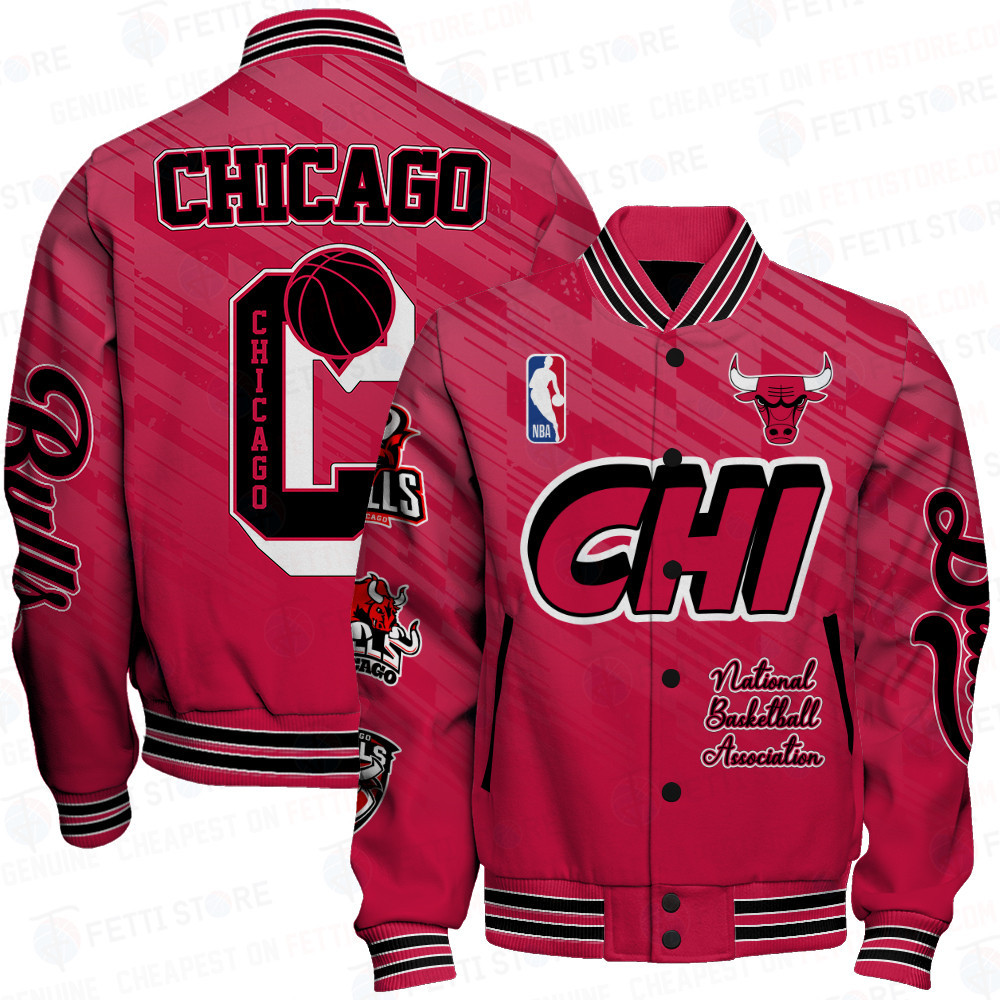 chicago bulls team logo sport pattern nba baseball varsity jacket baseball jacket all over print ywnx2