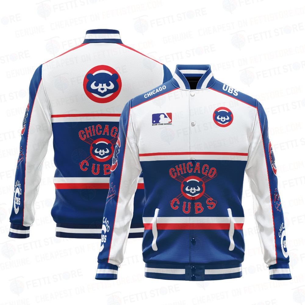 chicago cubs baseball white and dark blue pattern baseball varsity jacket baseball jacket all over print kdbjd