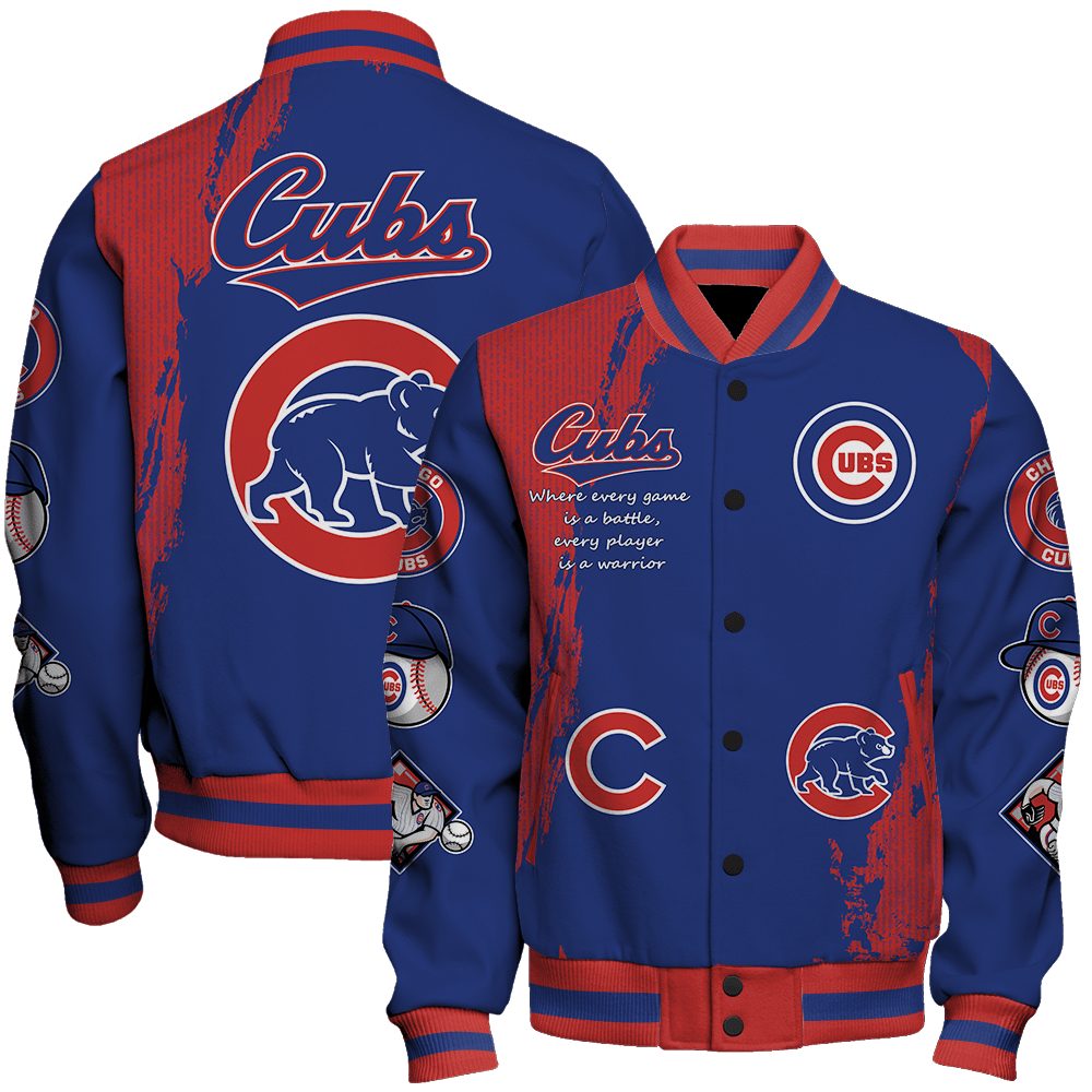 chicago cubs mlb baseball every game is a battle 3d unisex baseball varsity jacket baseball jacket all over print jetuh