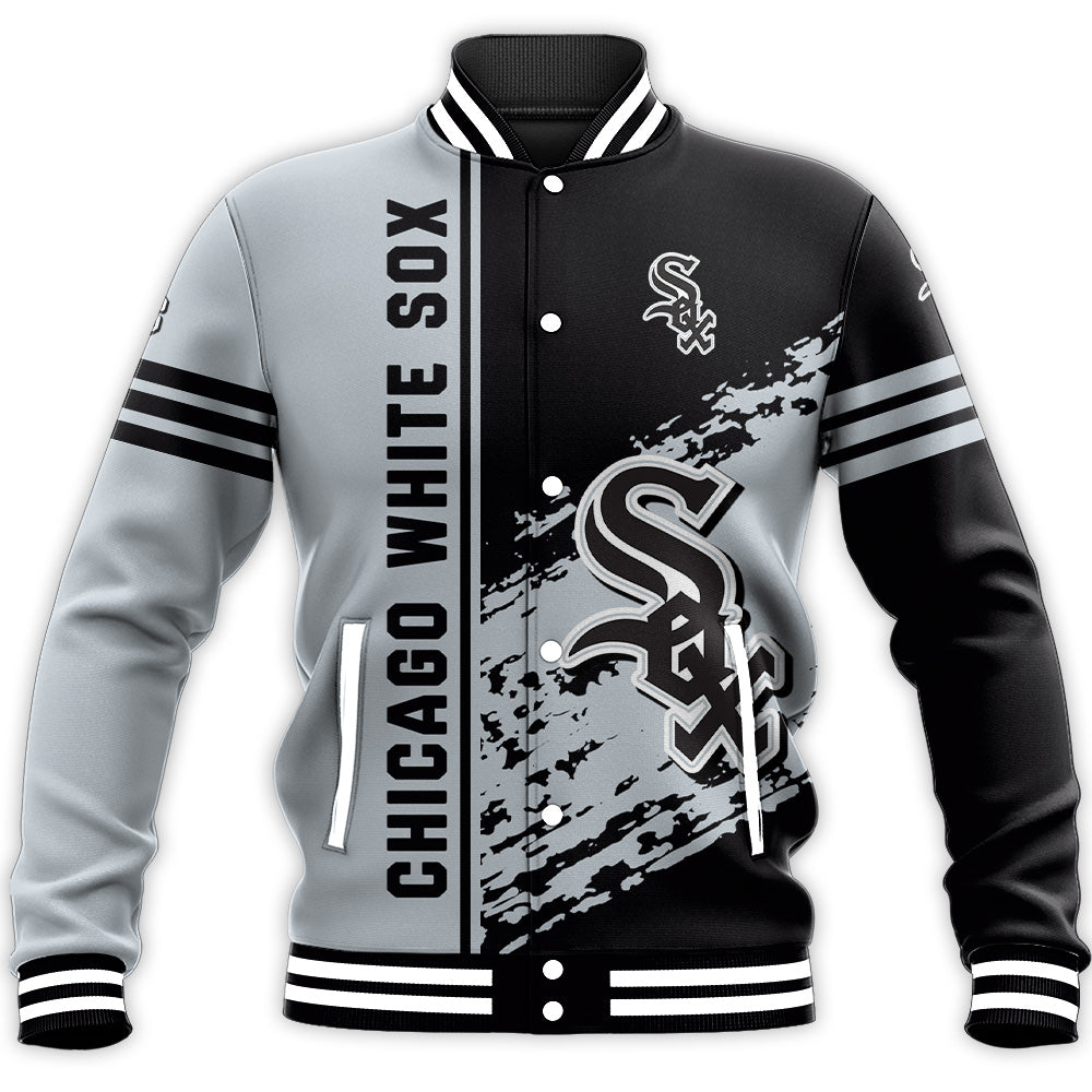 chicago white sox baseball jacket button up zipper hooded all over print quarter style mlb nmumx