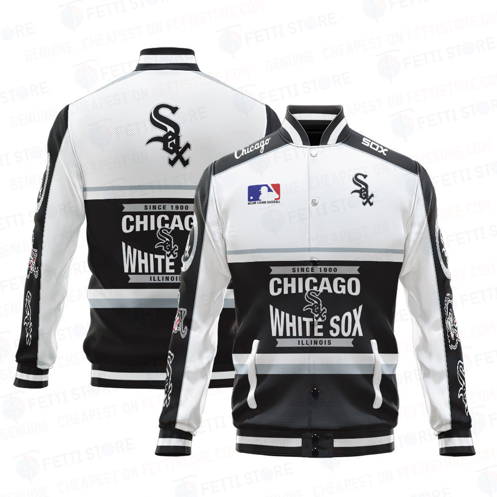 chicago white sox baseball white and black pattern baseball varsity jacket baseball jacket all over print tzphk