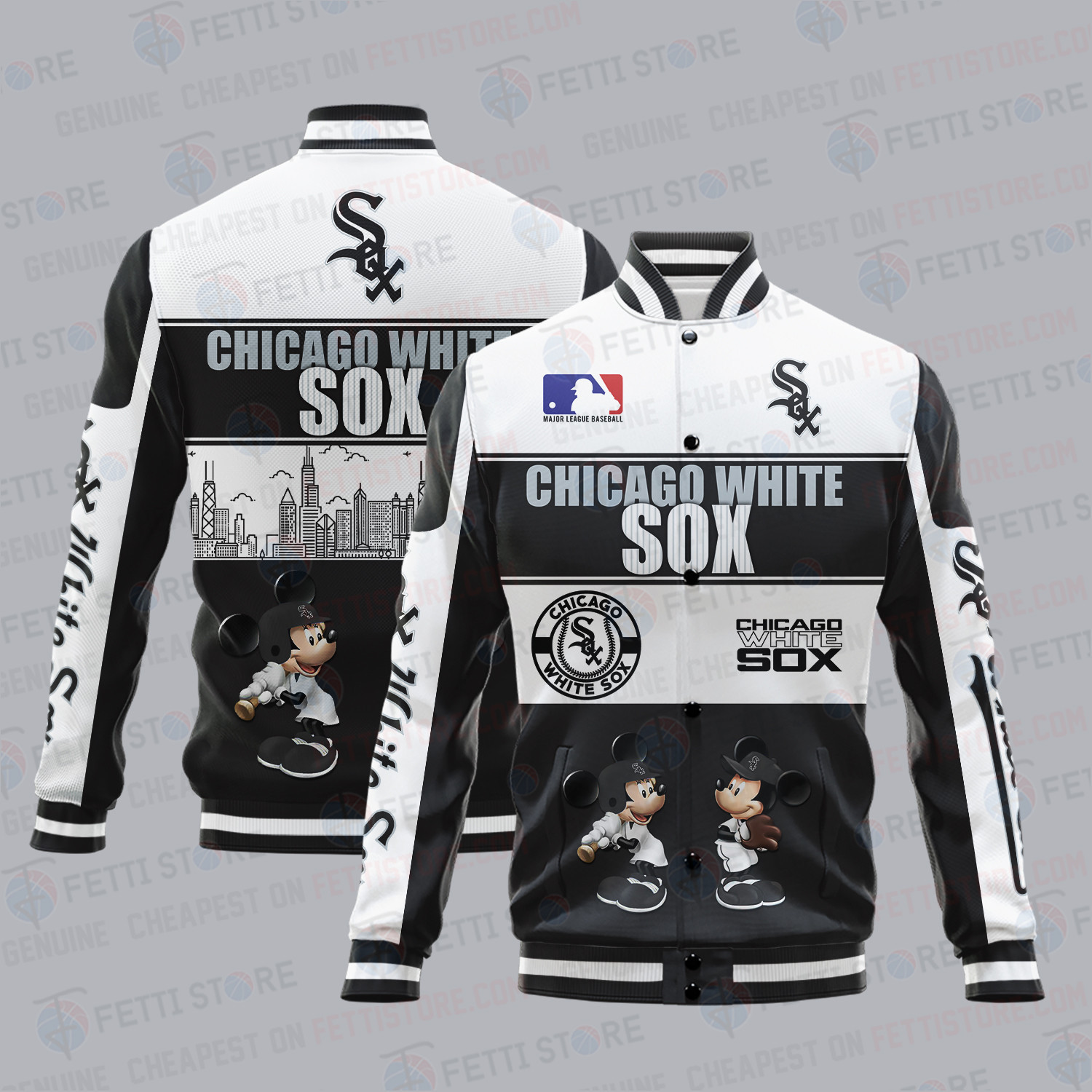 chicago white sox city and logo pattern print baseball varsity jacket baseball jacket all over print luaam