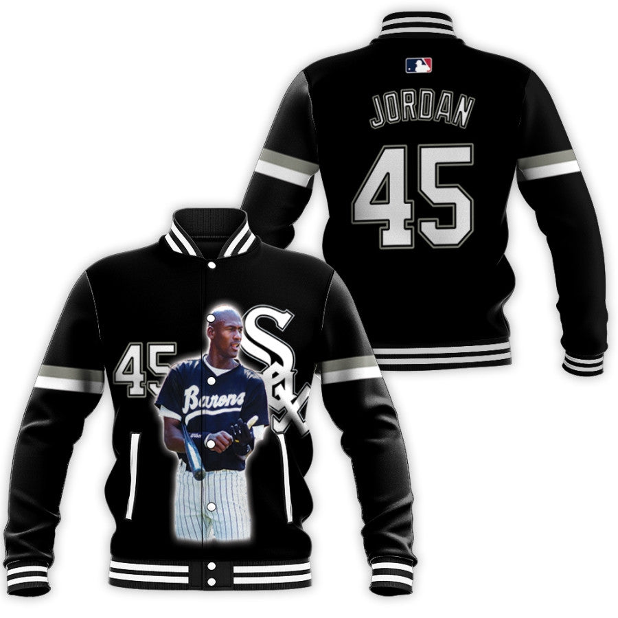 chicago white sox mashed up michael jordan 45 player black jersey style gift for michael jordan fans baseball jacket button up zipper hooded all over print mlb pvcg0