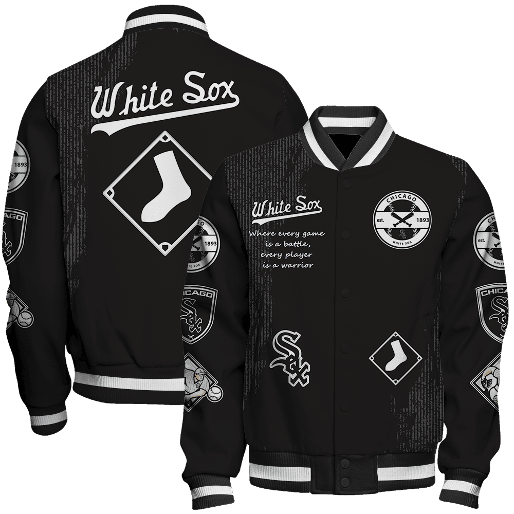 chicago white sox mlb baseball every game is a battle 3d unisex baseball varsity jacket baseball jacket all over print lsawk