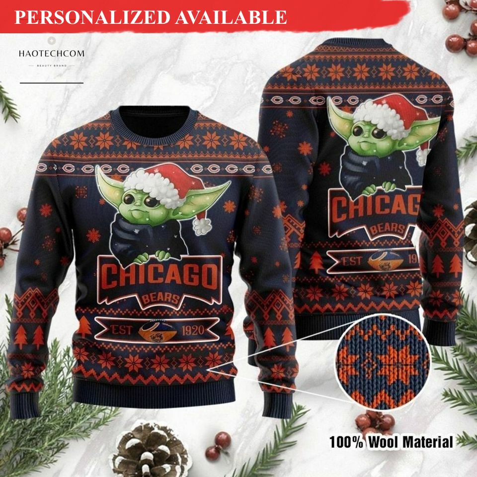 chicago bears ugly sweater baby yoda ugly christmas sweater 2016