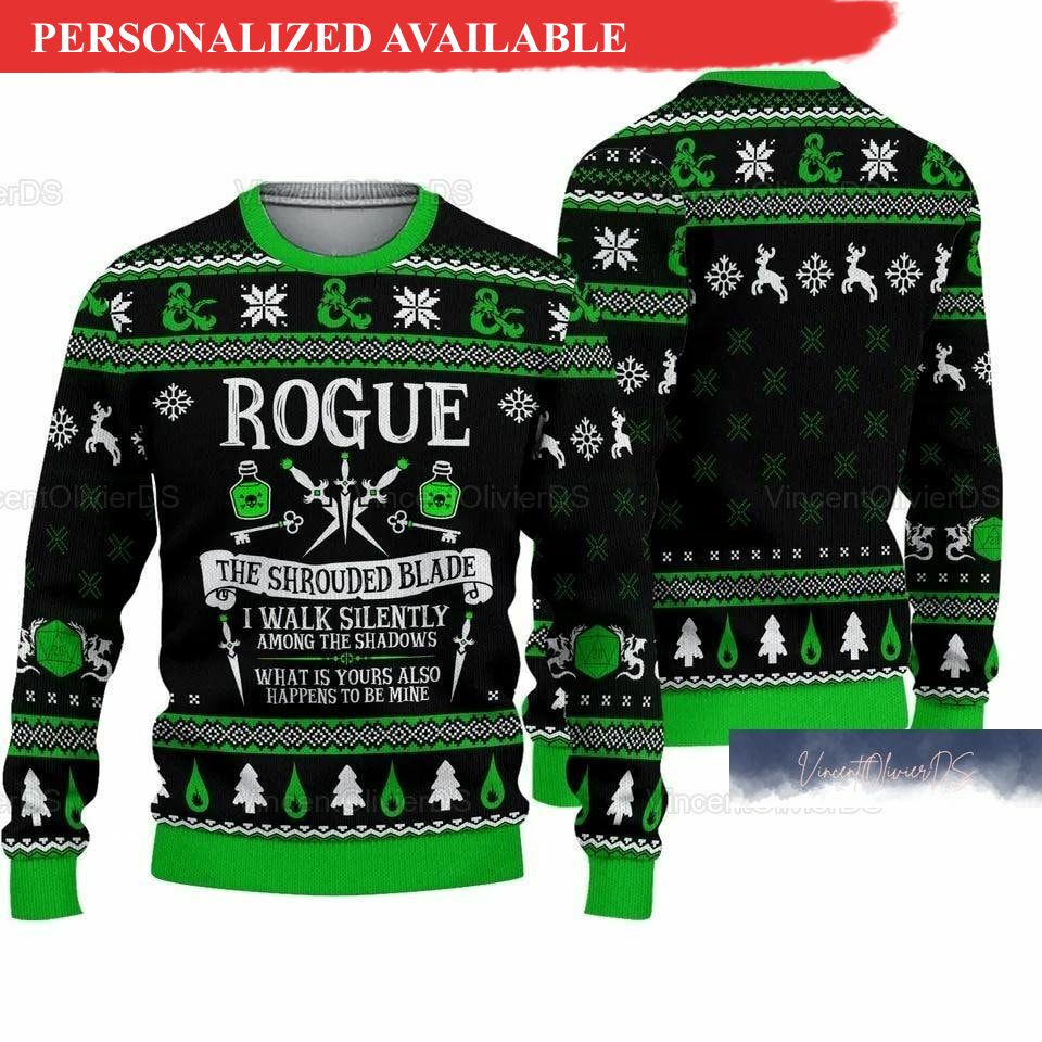 christmas dnd classes rogue ugly christmas sweater 8284