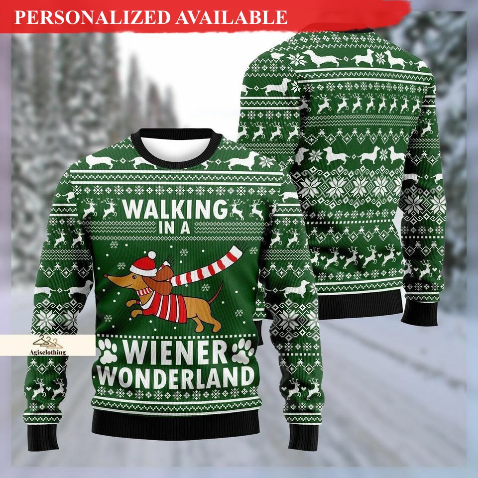 christmas gift dachshund ugly sweater wiener wonderland 4945