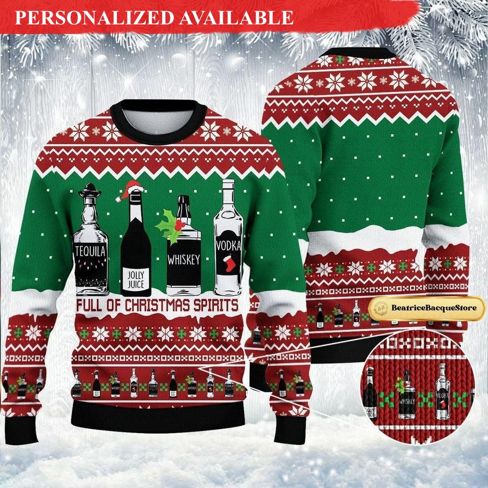 christmas gift full of christmas spirit alcohol sweater 4136