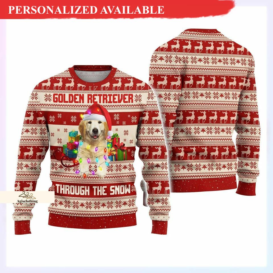 christmas gift golden retriever ugly sweater 3995