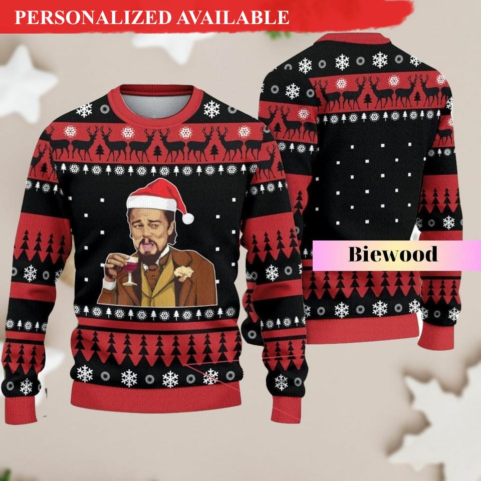 christmas leonardo dicaprio sweater laughing leo 5335