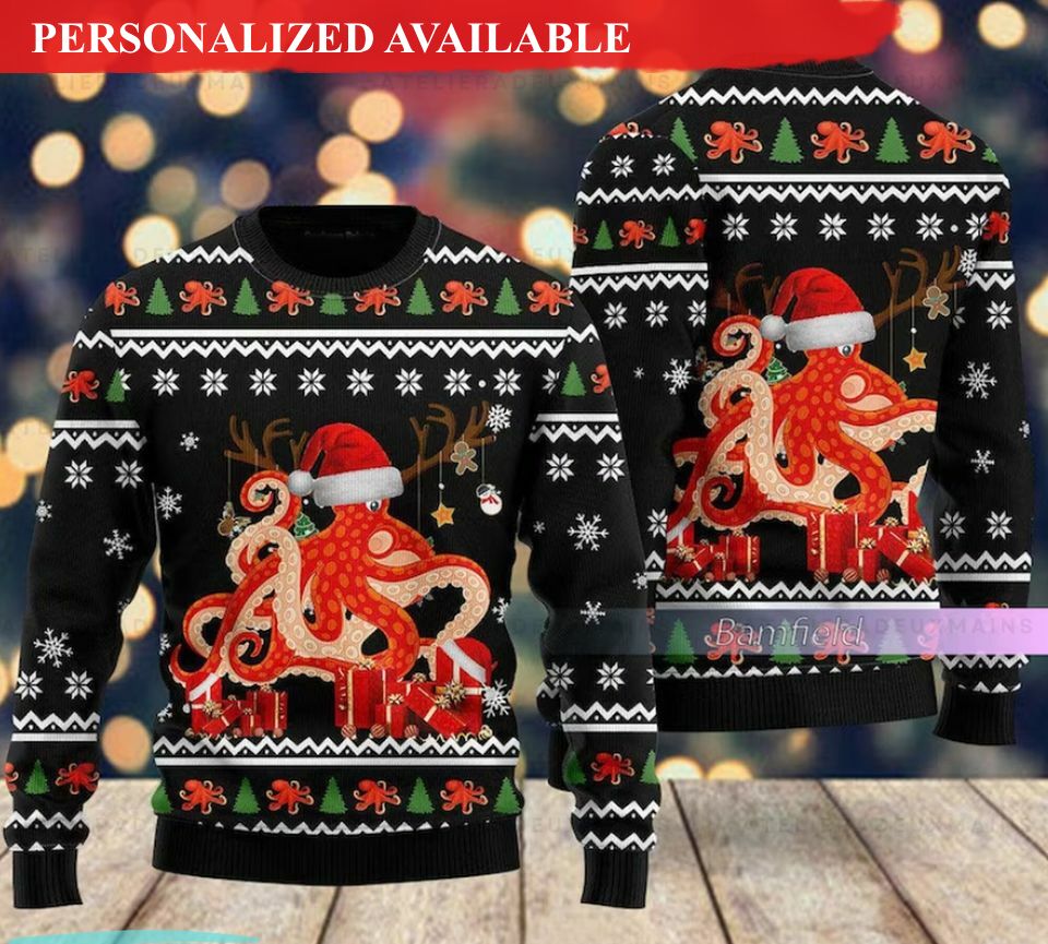 christmas octopus sweater merry octomas ugly christmas sweater gift 4416