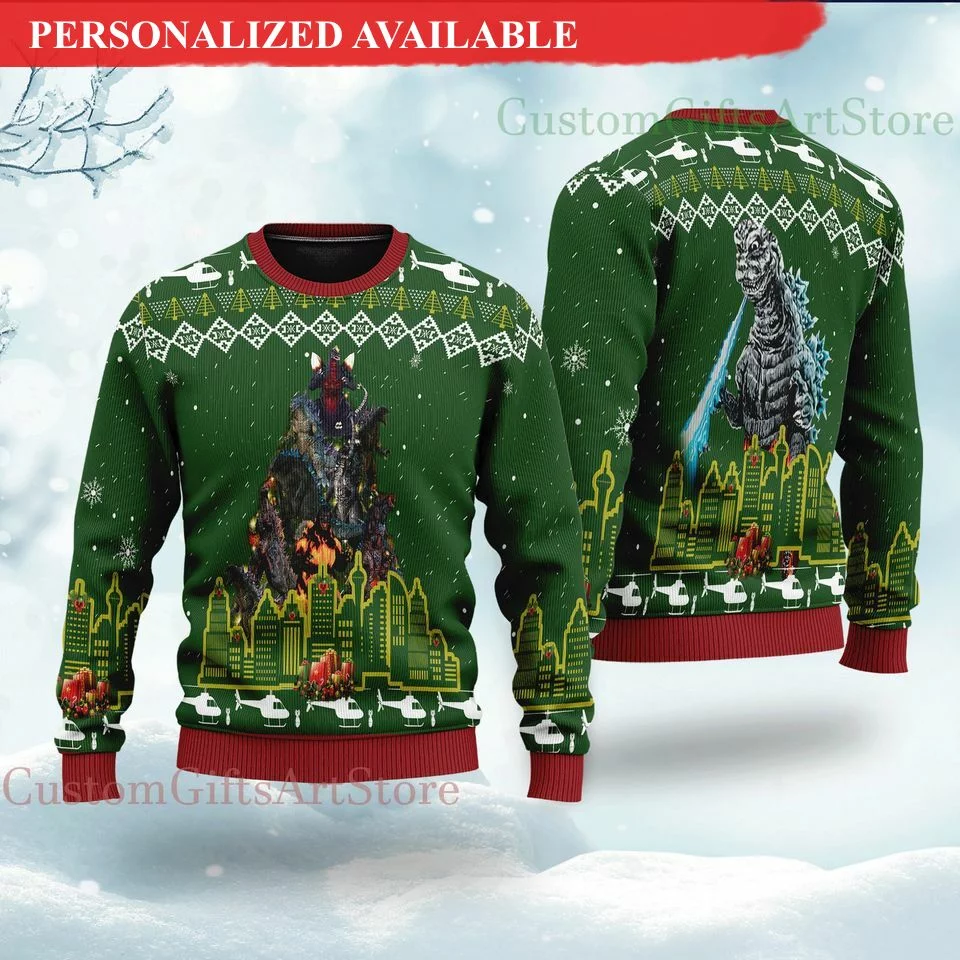 christmas sweater god zilla ugly christmas sweater 5496