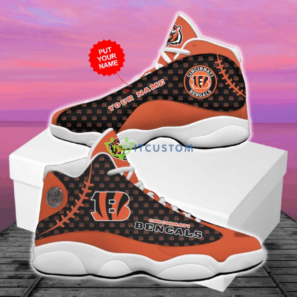 cincinnati bengal football team style custom name air jordan 13 shoes