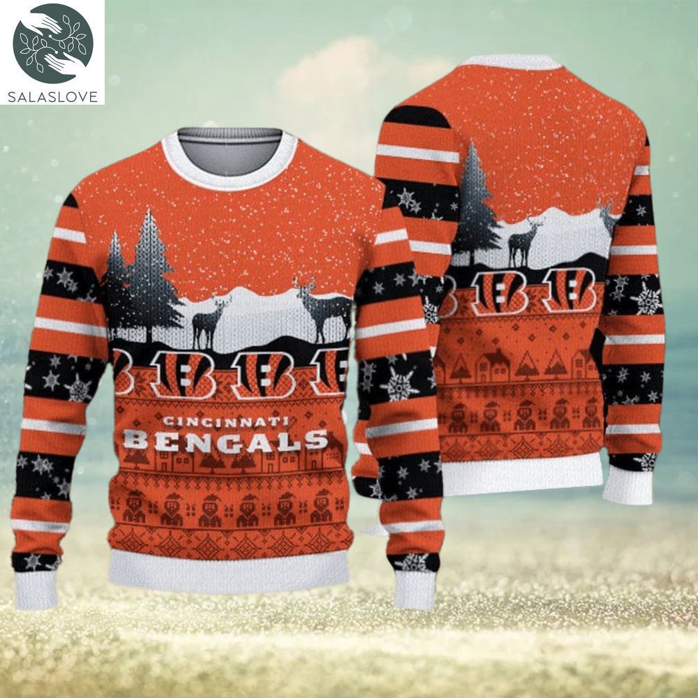 cincinnati bengals fans reindeers pattern ugly christmas sweater gift 1 c04zux