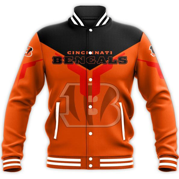 cincinnati bengals nfl football black and orange 3d print baseball varsity jacket baseball jacket all over print eqxxs